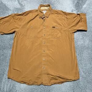 Carhartt Canvas Tradesman Shirt Mens XL Tall Brown Short Sleeve Work S133